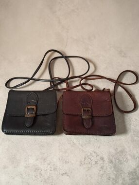 Vintage The Trend Leather Crossbody Mini Bag - Black and Brown - Set Of 2